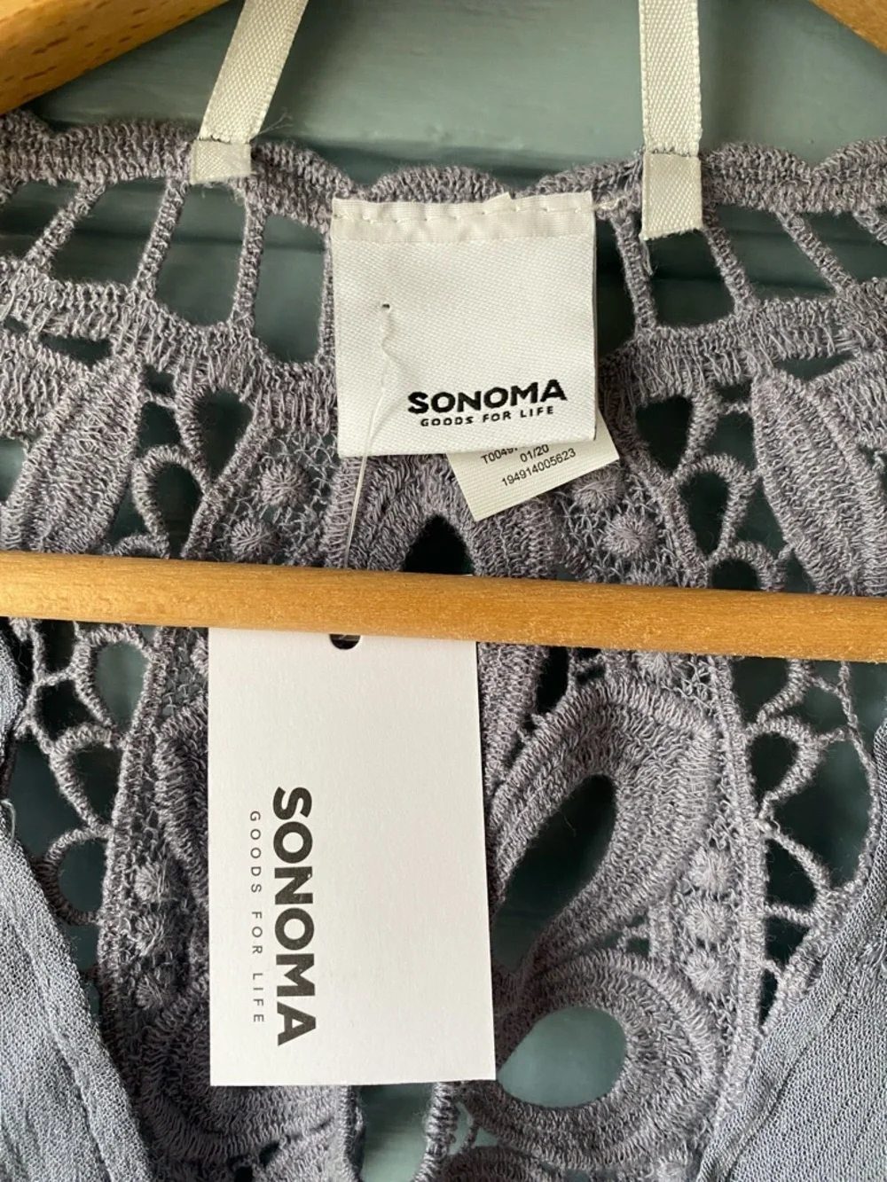 Sonoma Crochet-Detail Kimono Wrap in Periwinkle